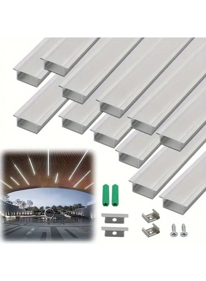 12 قطعة قناة إضاءة LED من الألومنيوم الأسود مع غطاء موزع أبيض - Image 1